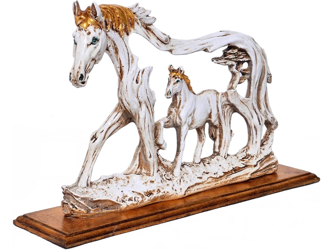 Escultura de Cavalo Indiano Montado 16 X 6 X 13 Cm, Estatueta de Resina, Estátua Equestre Detalhada, Peça Decorativa CHABERLU