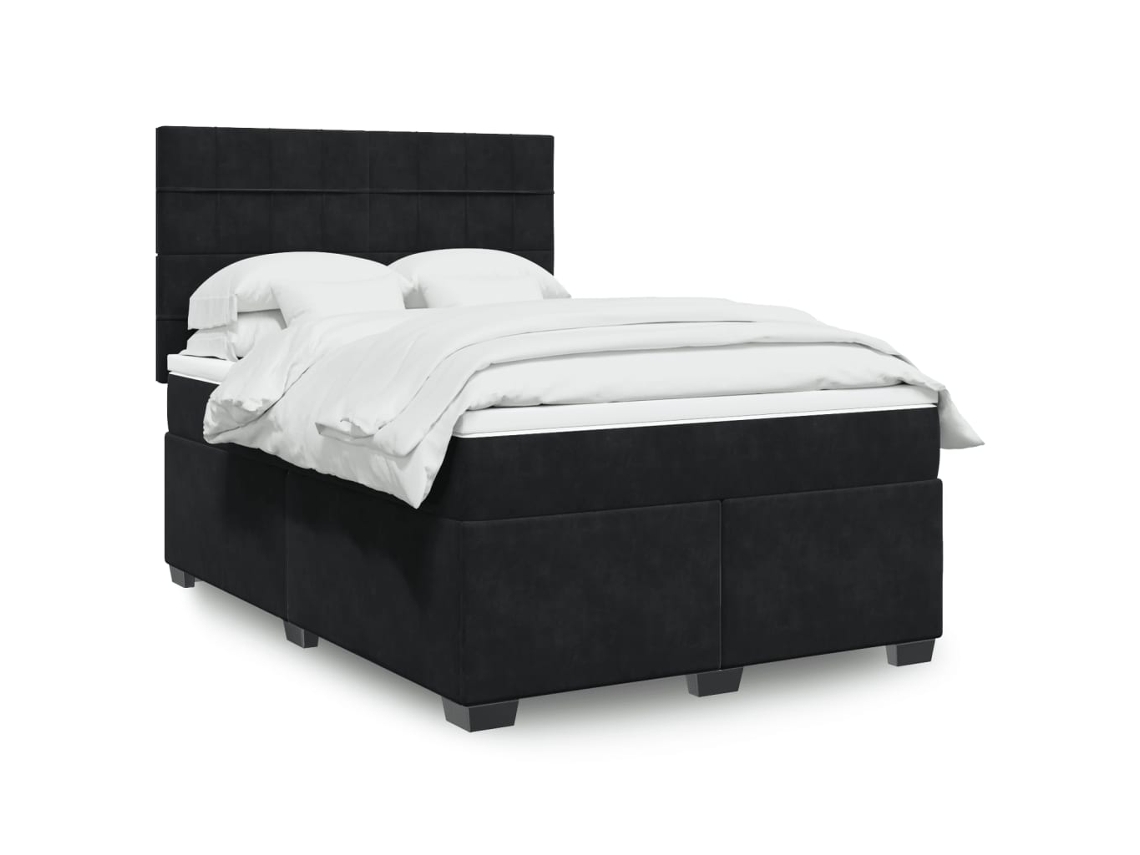 Vidaxl Cama Com Molas/colchão 140x190 Cm Veludo Preto