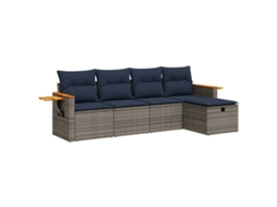 Conjunto de 5 Sofás de Jardim com Almofadões Vime Pe Cinzento MAISON EXCLUSIVE (5 pcs)