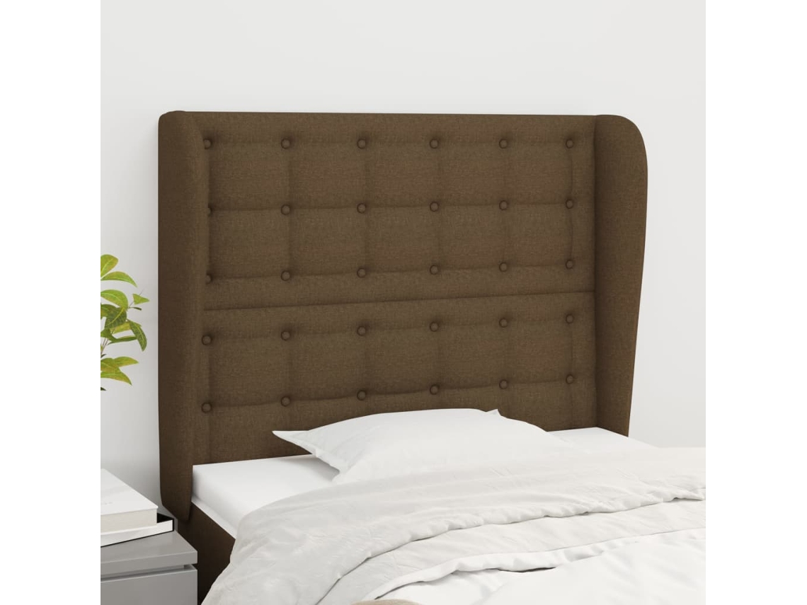 Cabecero con Alas de Tela 103x23x118/128 Cm Marrón Oscuro