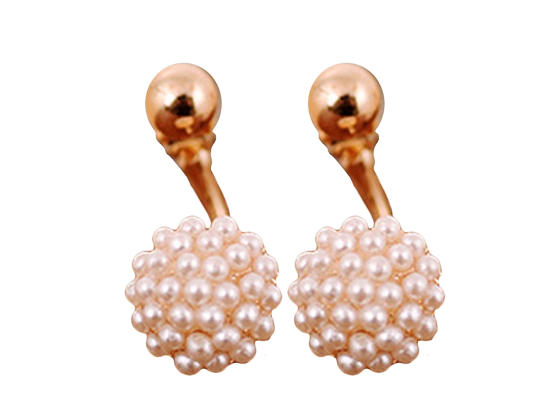 Brincos De Ouro Pendente Pérola Falsa Decoração Elegante