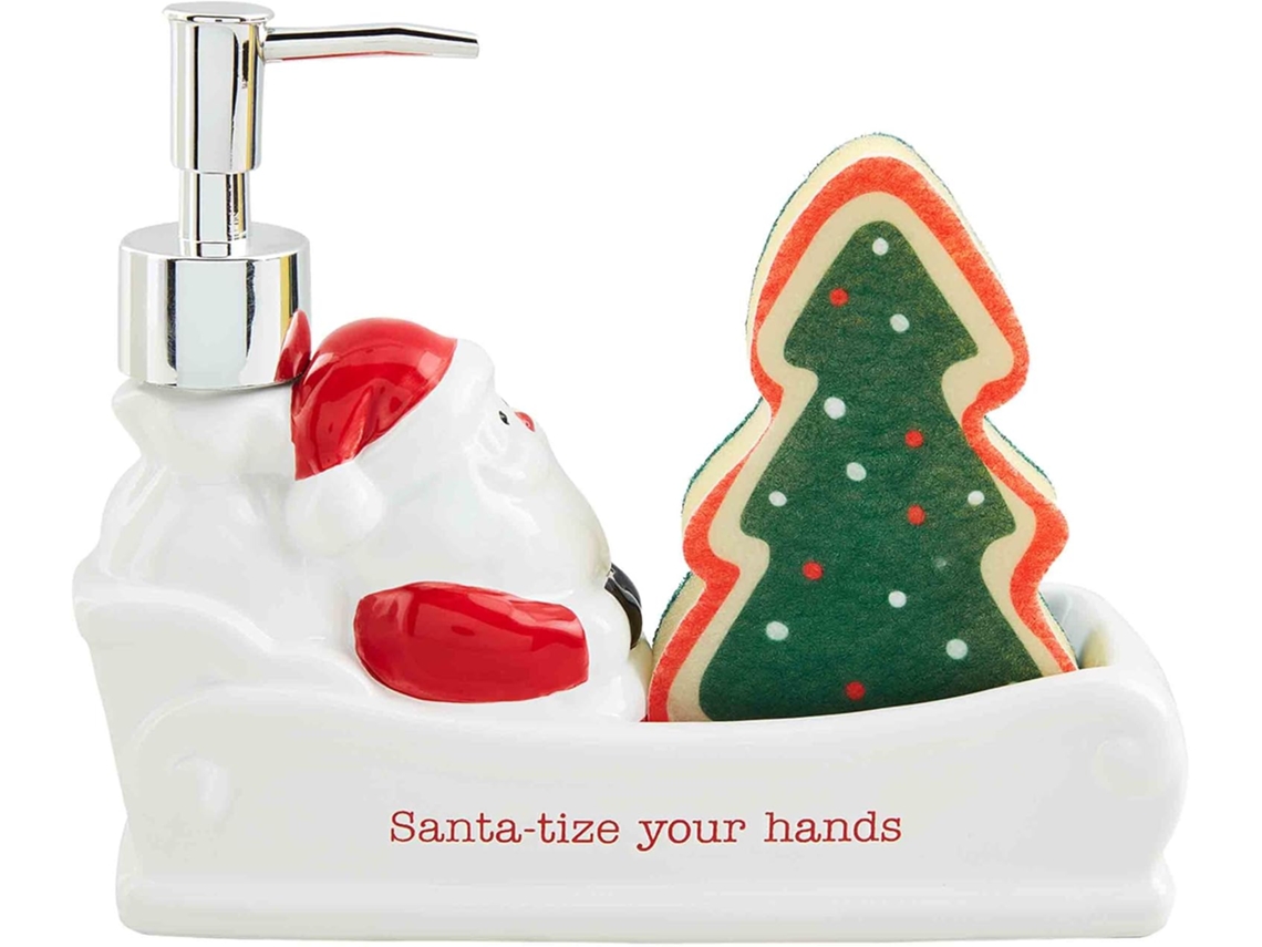 Porta-esponjas Mud Pie Em Formato De Trenó Do Papai Noel, Em Cerâmica, Branco.