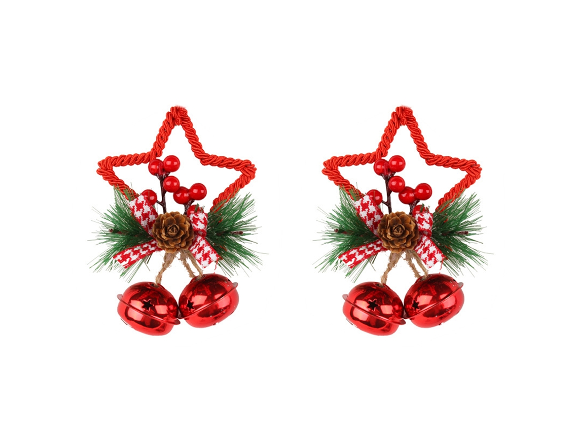 Conjunto de 2 Enfeites de Natal com Sino Pentagrama LAXISCREED