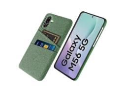 Capa De Tecido Capa Rígida De Pc Com Compartimentos Duplos Para Cartão Tkdaddy Para Samsung Galaxy M56 5g, Verde