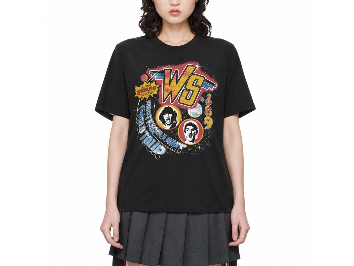 Rockinstone Bill And Ted World Tour Black Adult Shirt Size:l