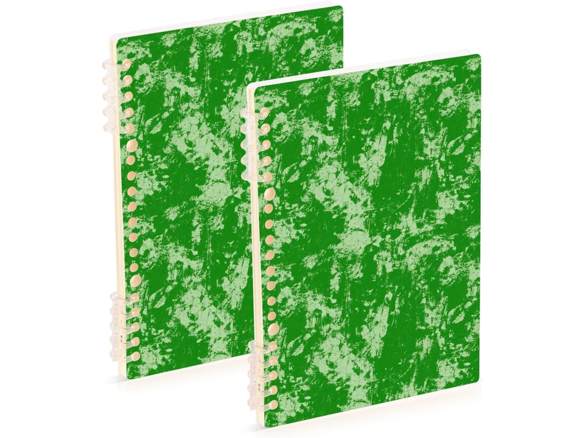 Conjunto de 2 Cadernos Espiral Vintage Verde Sólido, 21,1 X 14,5 Cm , Resistentes Ao Desgaste, com (tamanho A5)