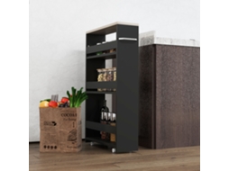 Estante Armazen. C.banho de 3 Níveis Prateleira Estreita com Alça Lateral C/rodas 48x15x80cm Preto