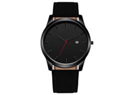 Relógio de Pulso Masculino de Quartzo com Pulseira de Couro Pu Vansvar Casual Simples Preto