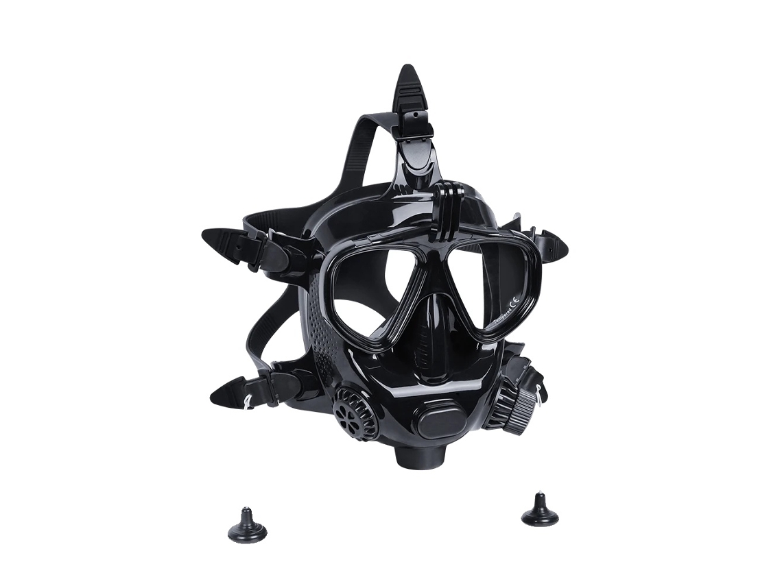 Máscara De Mergulho Facial Completa, Antembaçante, Visão Panorâmica, Preto