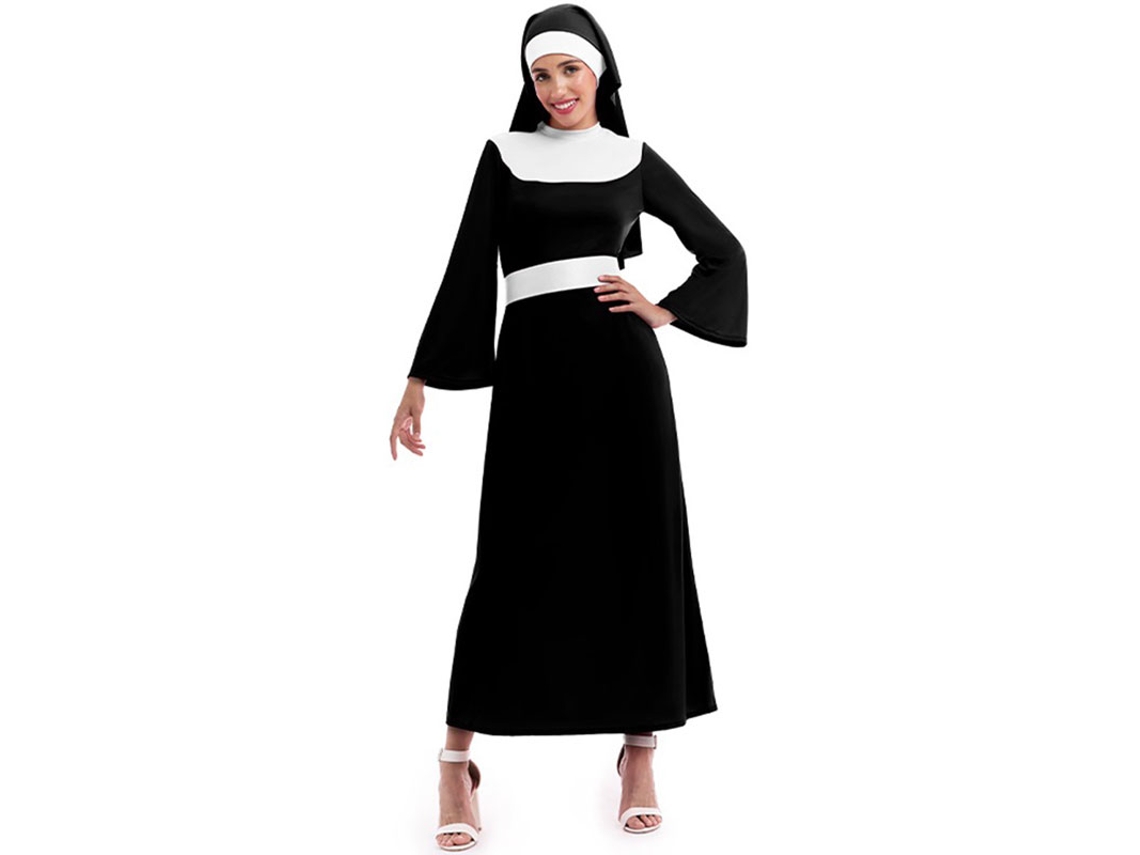 Fato de freira preta para mulher