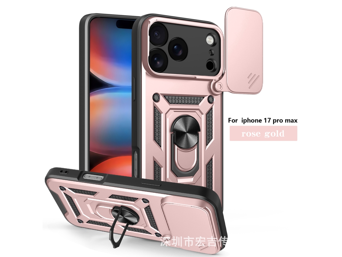 Capa Para Celular Veicular Com Sistema Magnético Anti-quedaouro Rosa (abertura Para Prego) - Iphone 17 (furo De Precisão)