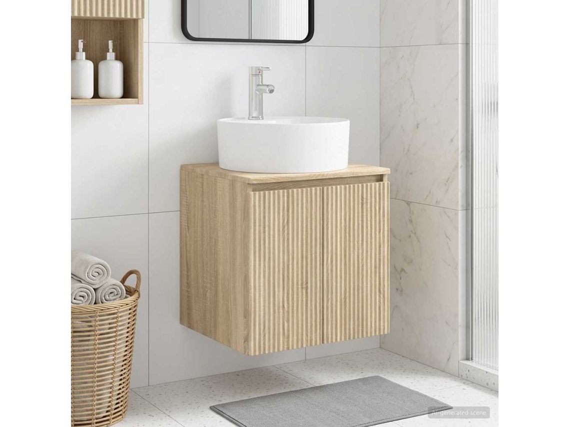 Vidaxl Vaidade Com Pia Suspensa Carvalho Sonoma 49,5 X 44,5 X 65 Cm
