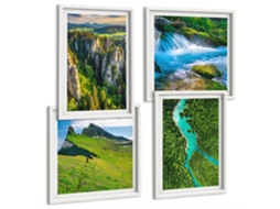 Composição De Quadros Oásis Verdes De Tranquilidade Na Floresta Espelharte (4 Peças)