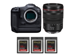 Eos R3 + Rf 24 105mm F/4 L Is Usm + 3 Sandisk 128gb Extreme Pro Cfexpress Type B + Ebook “20 Dicas para Fotos Que Impressionam” CANON
