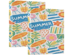 Pasta De Escritório Com Argolas Redondas 1 2 Polegada, Estampas Coloridas De Desenhos Animados Verão, Com Bolso