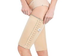 Mangas de compressão modeladoras para coxas, modelo 2026, leves e invisíveis, feitas com tecido elástico de nylon e elastano.