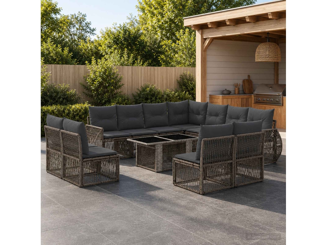 Vidaxl Conjunto De Sofá De Jardim 12 Unid. Cinza E Cinza Escuro