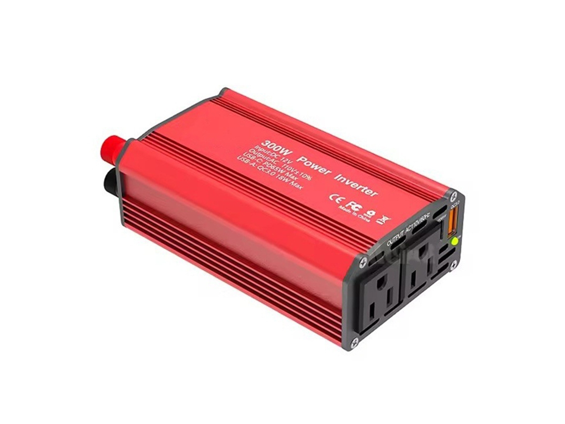 Inversor De Corrente 300w 12v Para 110v Usb-c Pd65w Usb A Qc3.0 Vermelho