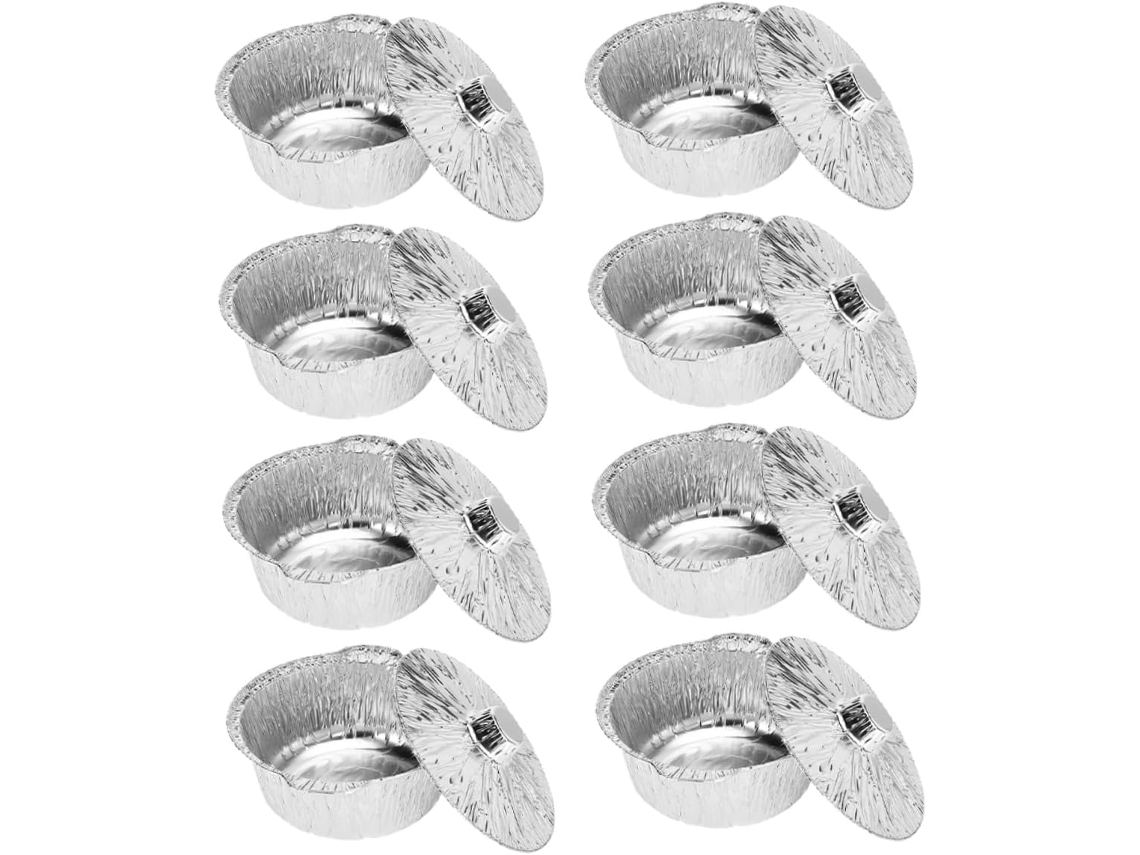 Conjunto De 8 Panelas Descartáveis De Alumínio Com Tampas, Próprias Para Micro Ondas, Ideais Para Panelas E Churrascos, 2000 Ml Gokoco