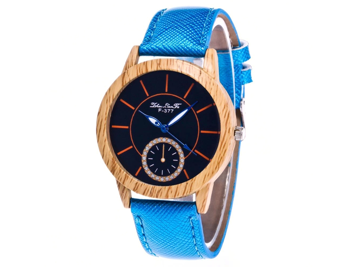 Reloj De Cuarzo Con Correa De Cuero Pu Moda Para Mujer Dial Redondo Azul Real