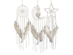 Branco, Conjunto de 3 Peças Apanhador de Sonhos de Halloween com Design Tradicional Estrela, Sol e Lua, Feito À Mão BRILVIBERA