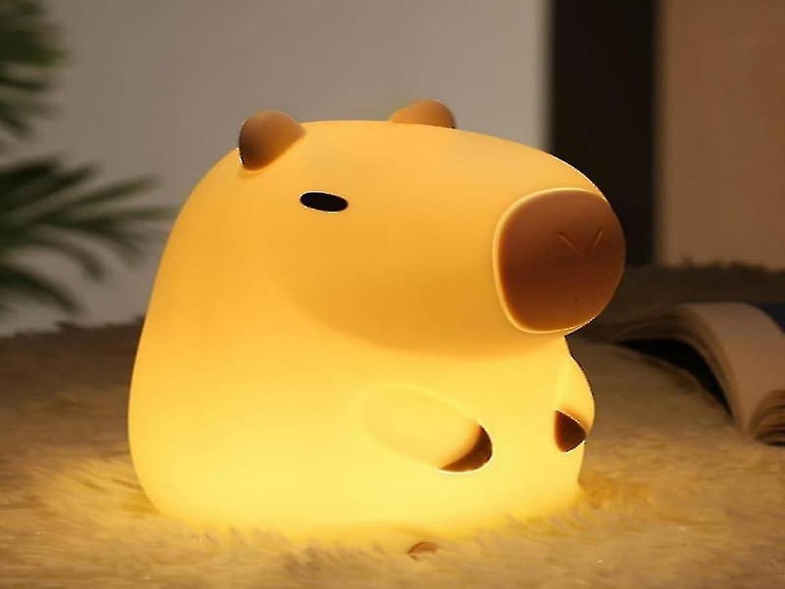 Luminária Noturna Lurelia Capivara em Silicone 1200 mAh com 2 Níveis de Brilho e Temporizador