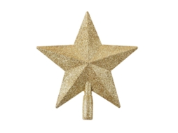 Topo De Árvore De Natal Em Forma De Estrela Com Pó Dourado Brilhante, 15cm X 15cm, Material Pp, Ideal Para Decoração Interna Dourado