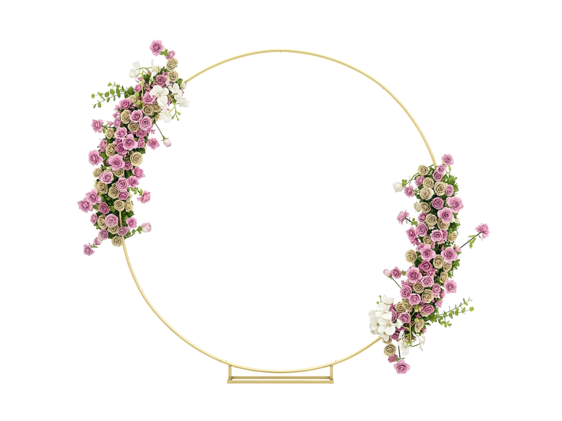 Arco Jardim Redondo Metal Rosas Arco Casamento Decoração 230x28x234 Dourado