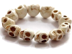 Pulseira Vintage Turquesa Estilo Punk Com Caveiras