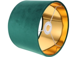 Abajur De Mesa Em Veludo Verde De 24 Cm Com Forro Dourado, Capa Leve.