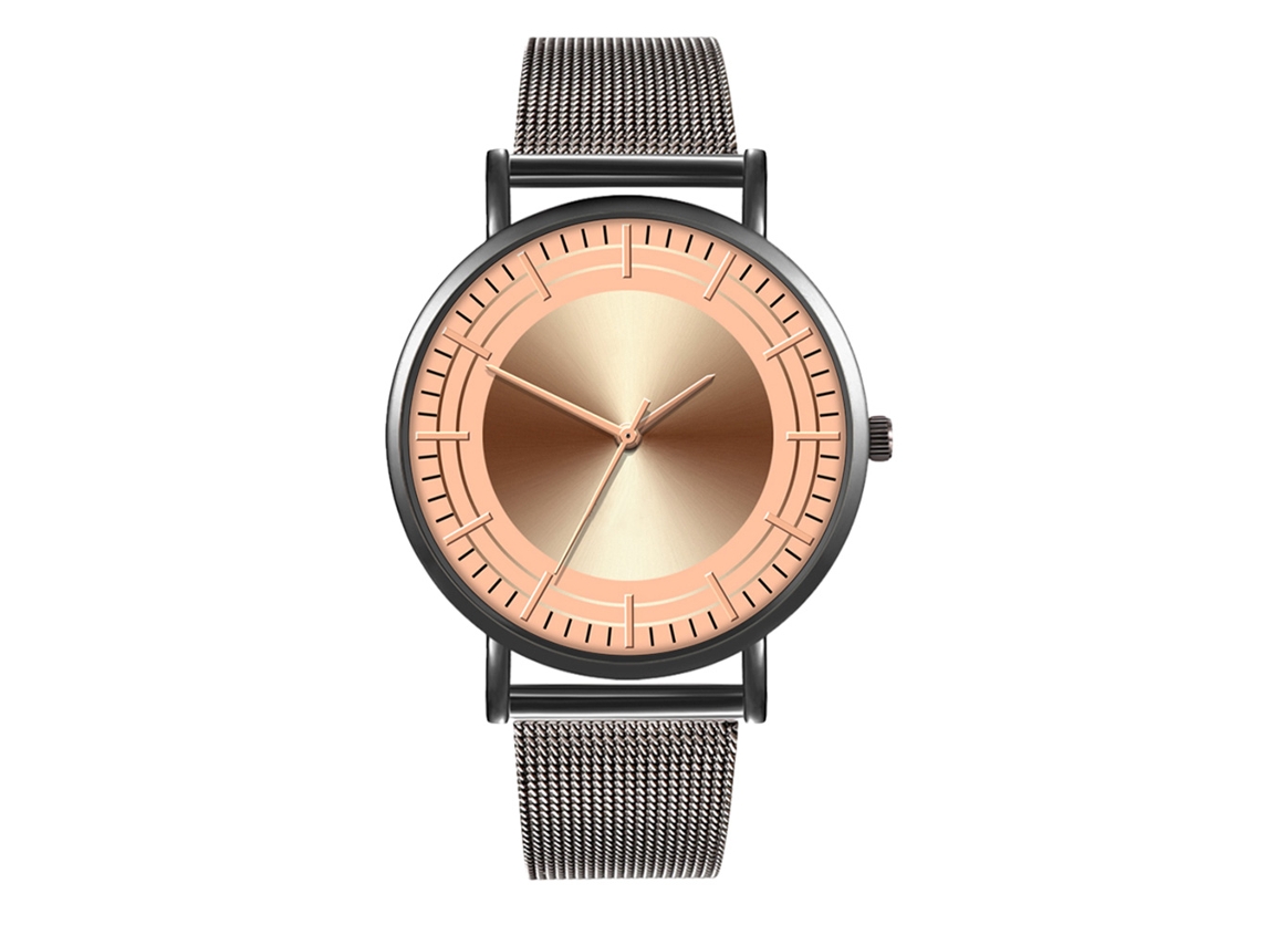 Reloj De Moda Para Parejas Con Correa De Malla Dial Redondo Cuarzo Unisex