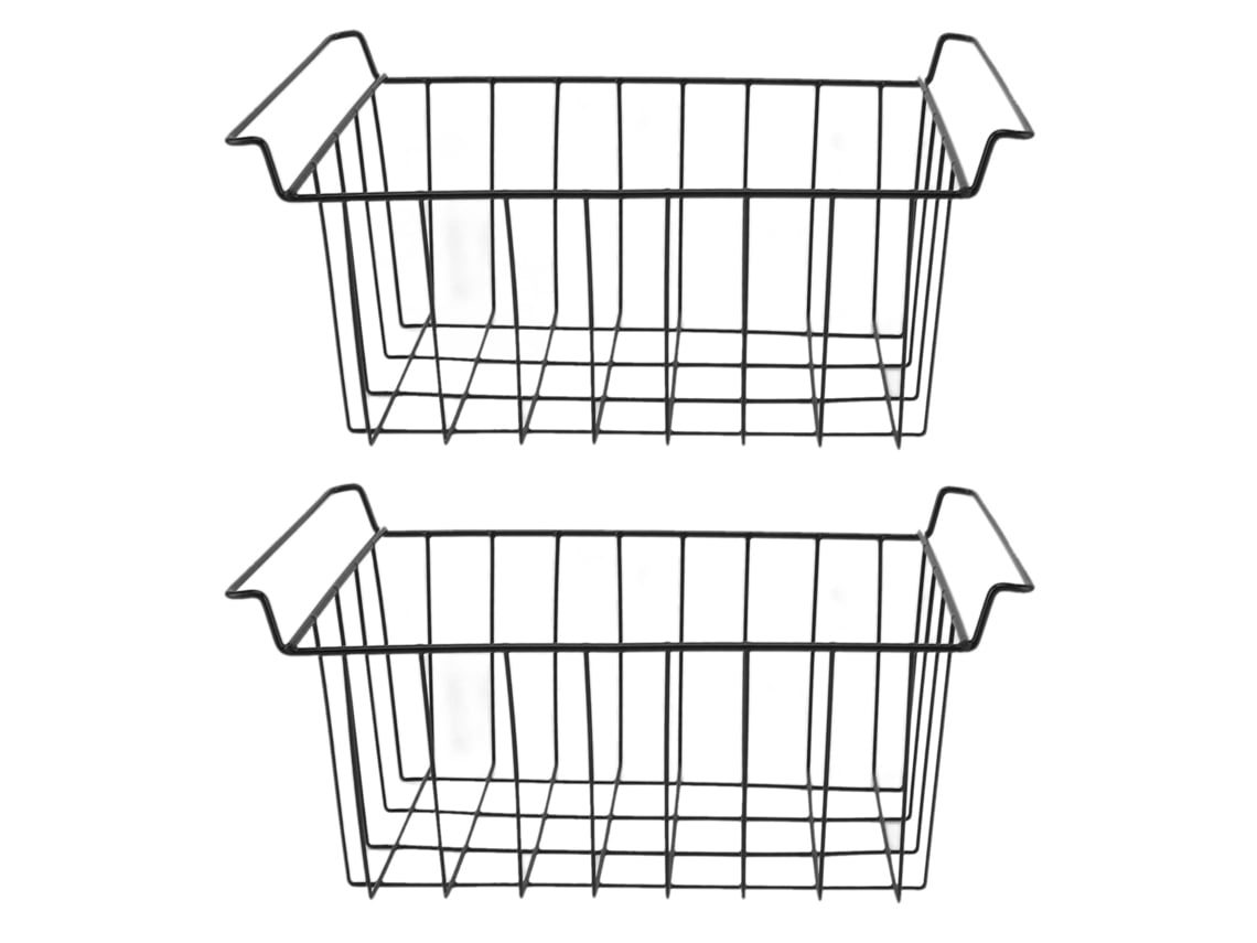 2 Cestos de Arame para Congelador com Revestimento Pe, Rack de Armazenamento Suspenso 41.5x24.5x20cm | S/MARCA
