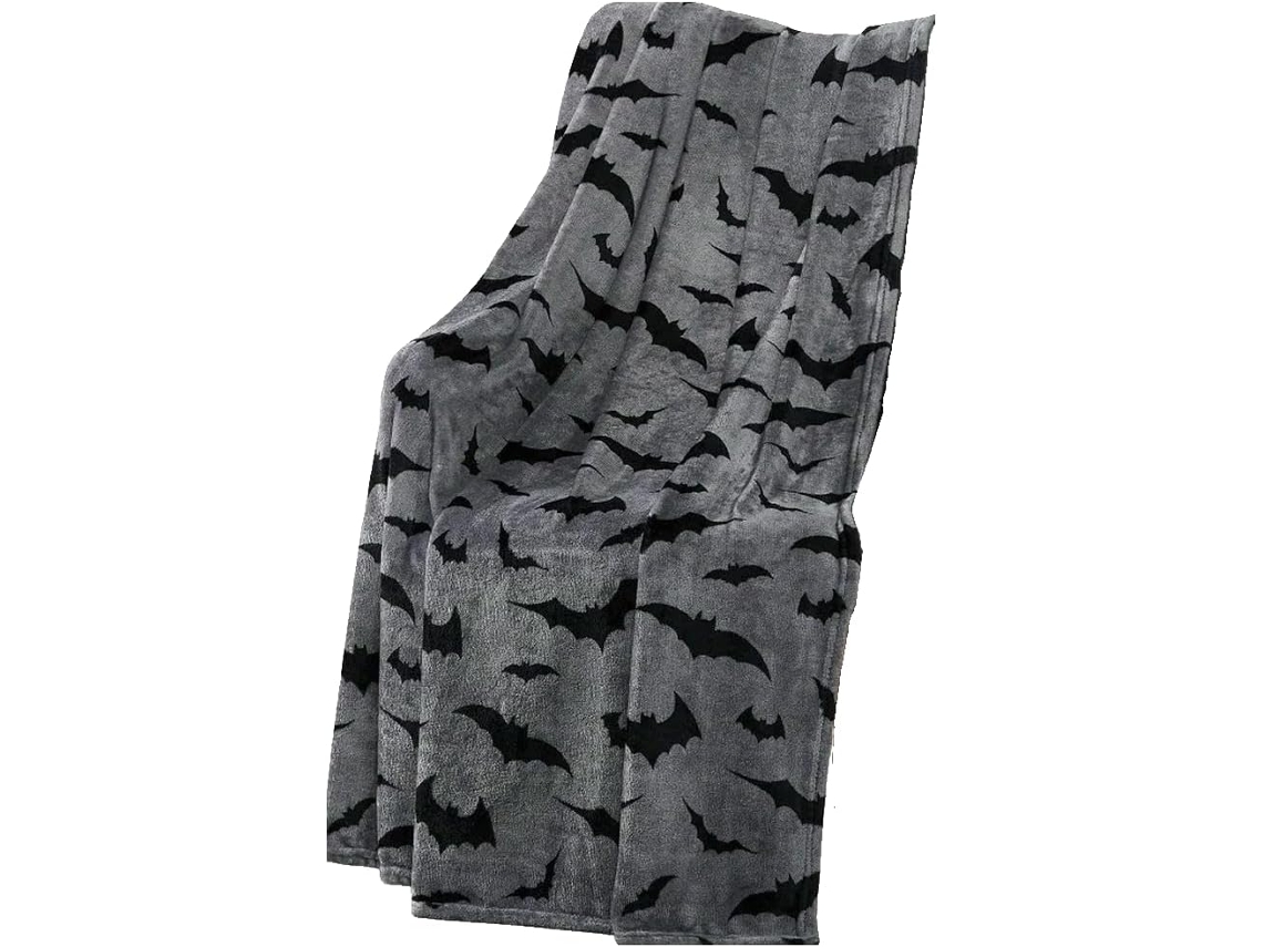 Manta de Halloween Syjym Preta e Cinza Morcego em Veludo Macio Flanela Extra Grande Antipilling, Macio, Quen