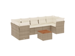Maison Exclusive - 8 Pcs Conjunto De Sofás P/ Jardim Com Almofadões Vime Pe Bege