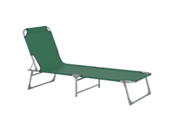 Espreguiçadeira Dobrável e Reclinável em 4 Posições com Estrutura Metálica e Tecido Oxford para Exterior 187x58x28 Cm Verde Ge