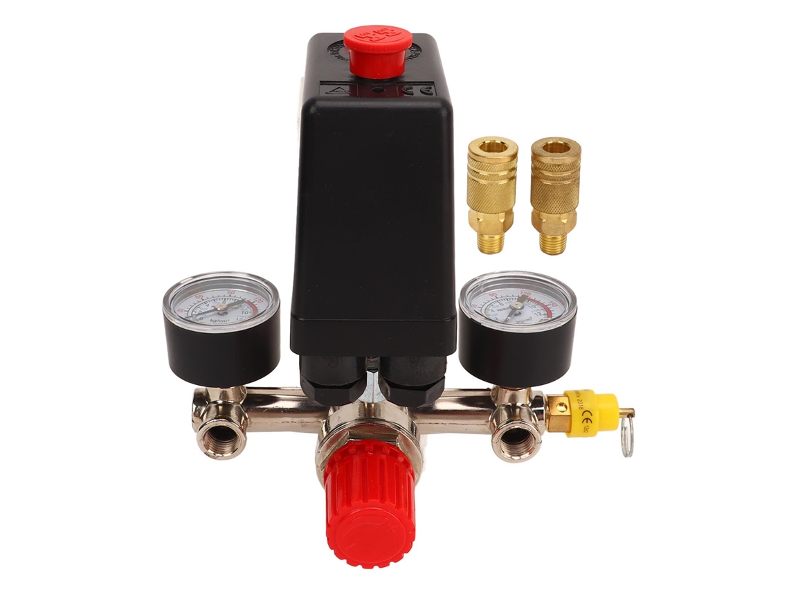 Interruptor De Pressão Com Regulador Duplo E Manômetros Para Compressor De Ar 0-12bar 0-180psi