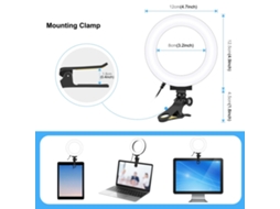 Luz Anular Usb Puluz 12cm 3200-5600k 10 Níveis De Brilho Com Pinça Para Vídeo Em Vivo E Laptops