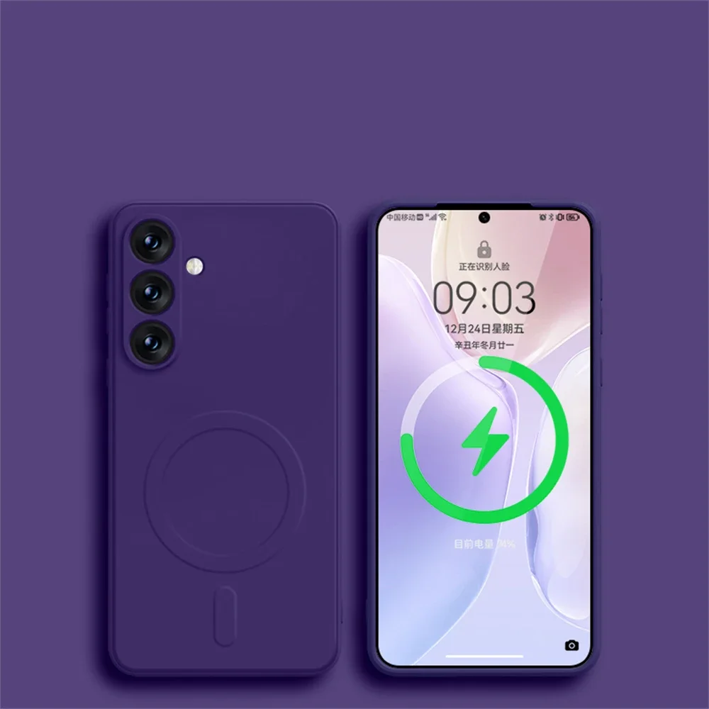 Capa Protetora Magnética De Silicone Para Carregamento Sem Fio (roxo Dracaine) Com Função Antichoque.