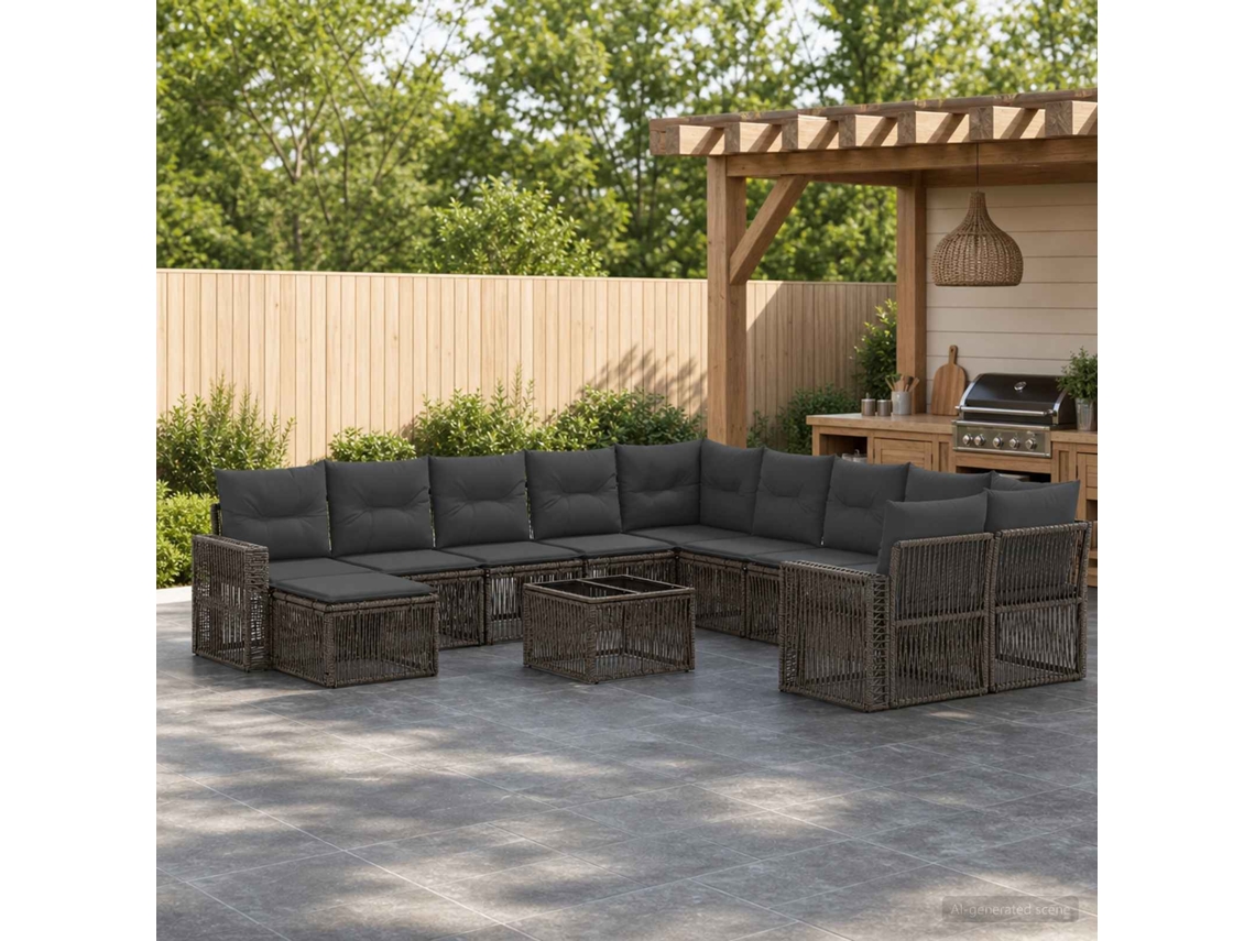 Vidaxl Conjunto De Sofá De Jardim 12 Unid. Cinza E Cinza Escuro