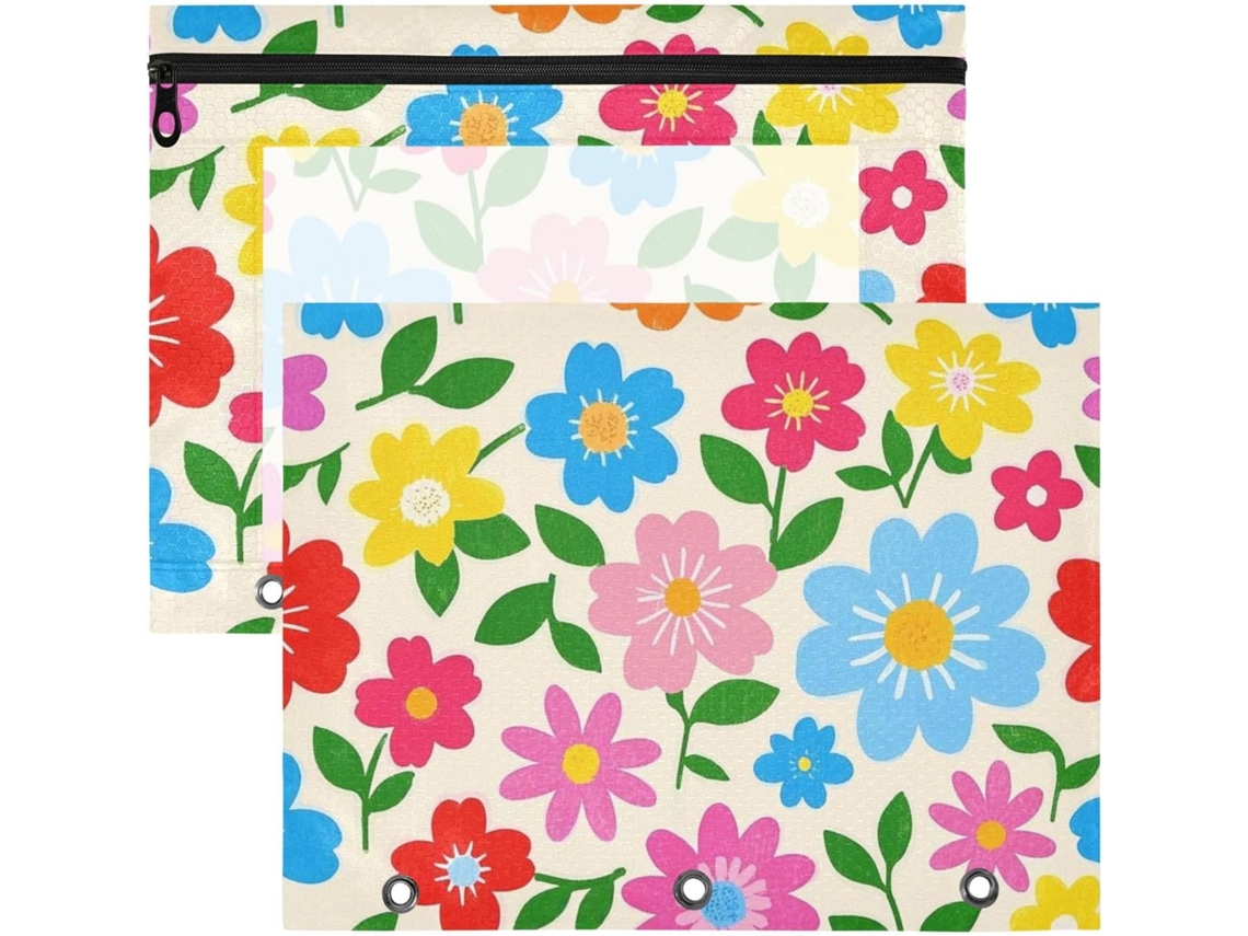 Conjunto de 2 Estojos com Janela Transparente para Fichários 3 Argolas, Ideais a Volta Às Aulas, Coloridos, Fr