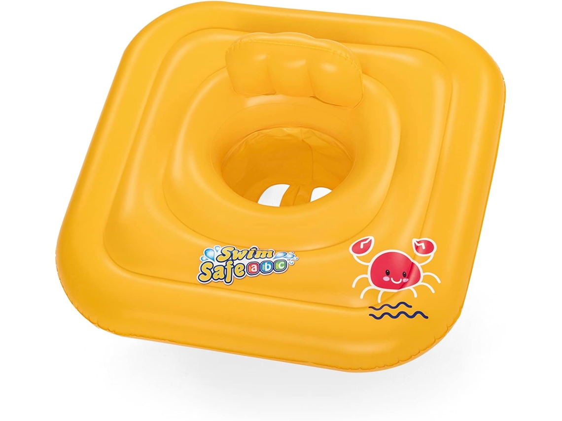 Boia Inflável Para Bebês | Boia Inflável Quadrada Com 3 Argolas Para Bebês De 24 A 36 Meses, Amarela -aquaforge