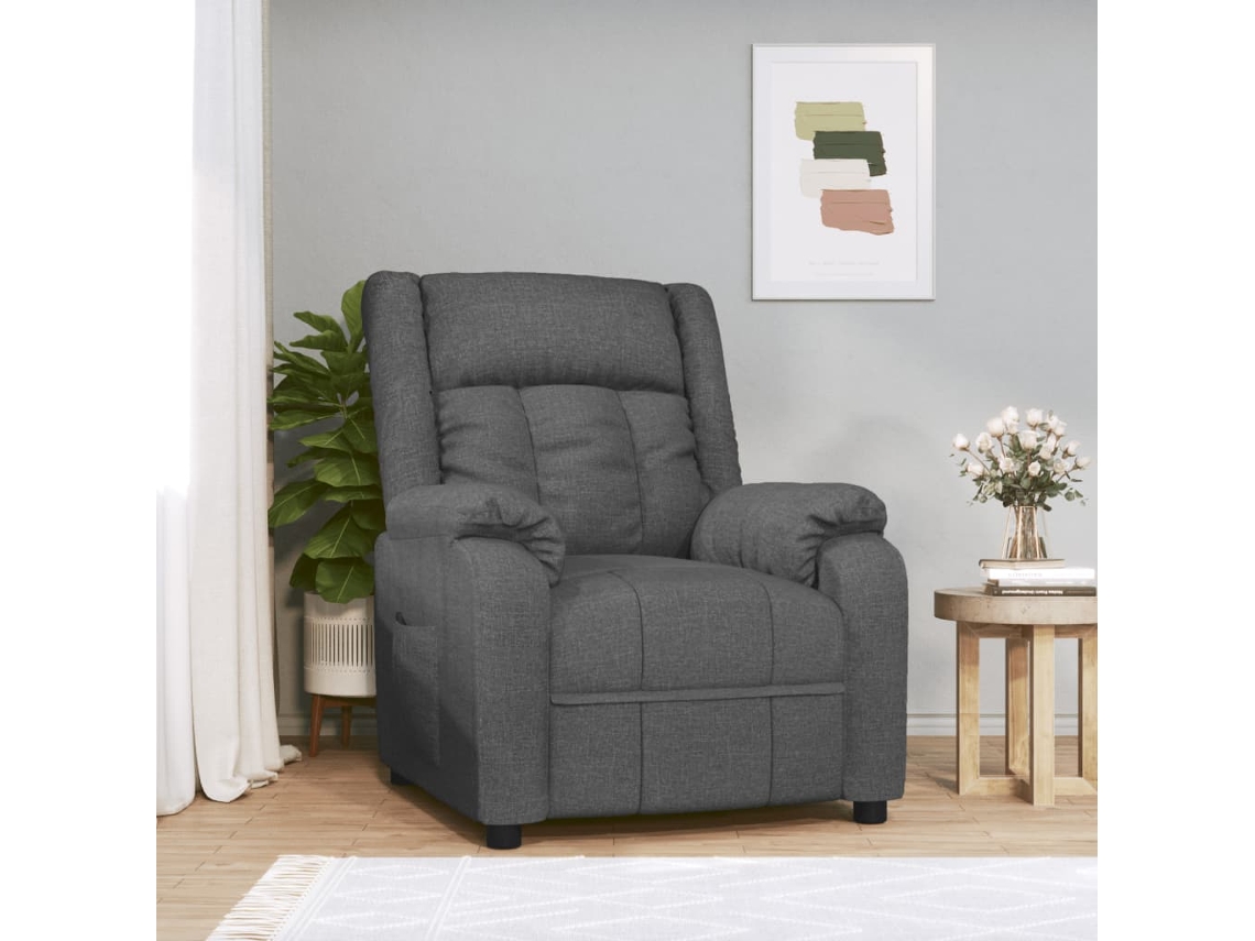 Vidaxl Poltrona Reclinável Tecido Cinzento-escuro