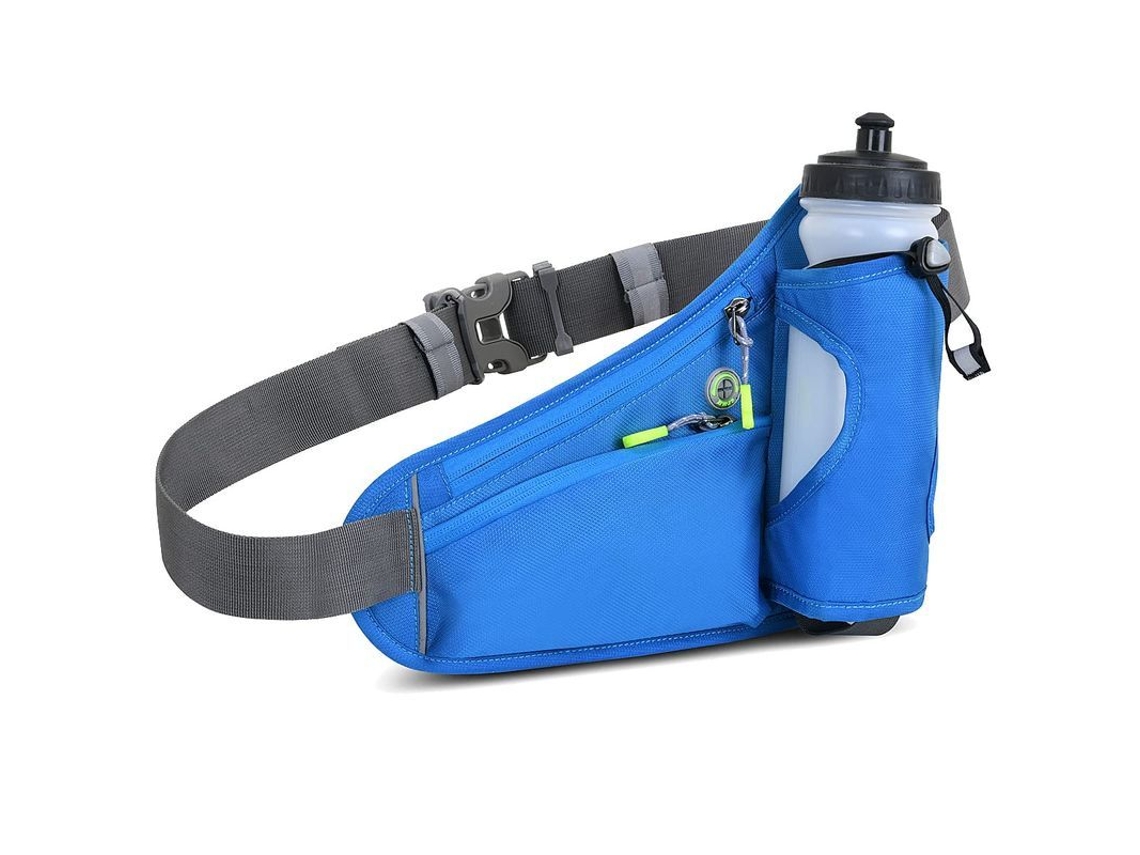 Bolsa de Cintura Impermeável S/MARCA com Porta garrafas e cintas reflexivas para corrida e ciclismo (azul)