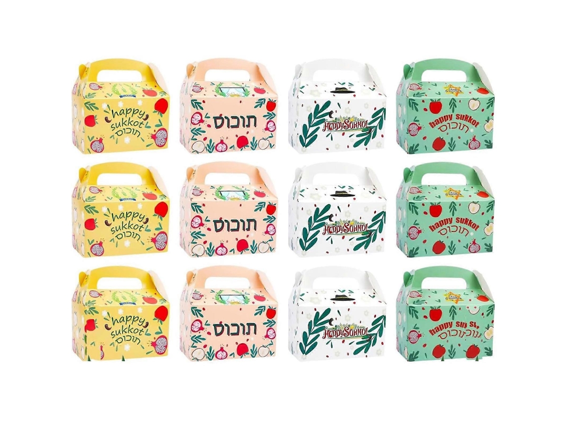 Conjunto De 12 Caixas De Presente Feliz Sucot Com A Frase Eu Amo Sucot Em Papel Para Doces, Ideal Para O Festival Judaico. Hengjian