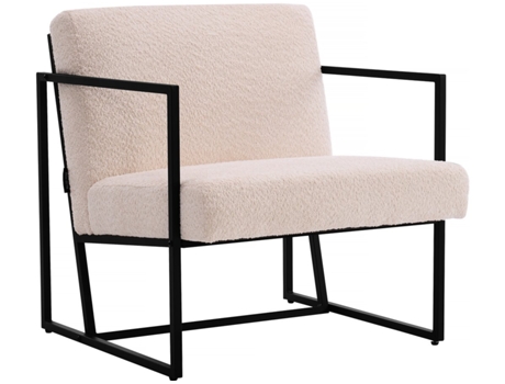 Cadeirão de metal Kennedy com tecido Bouclette 73. 5 X 75.5 X 81 Cm Creme PALOZI HOME