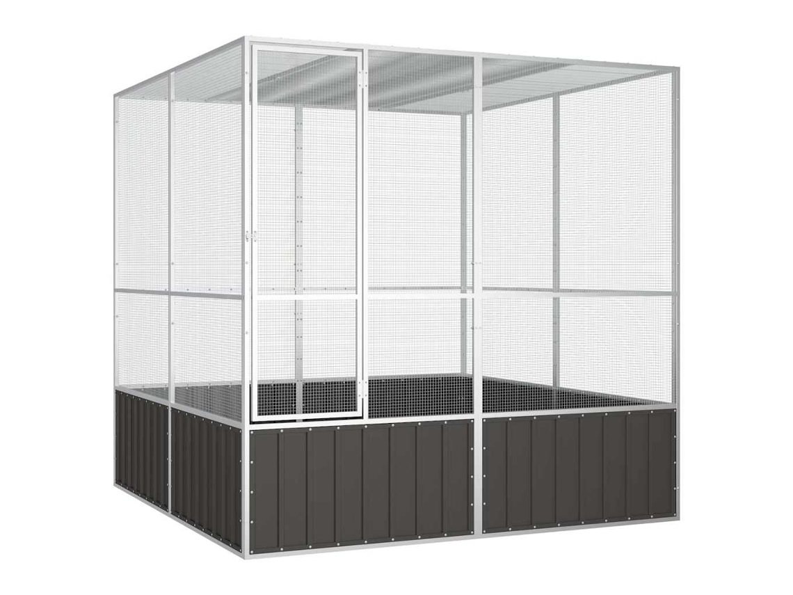 Vidaxl Gaiola Pássaros 213,5x217,5x211,5 Cm Aço Galvanizado Antracite