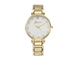 Relógio de Pulso Feminino de Quartzo com Strass Liga Redondo Ouro Estilo Simples