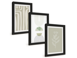 Pinturas Murais Modernaspadrões Geométricos De Plantas Moldura Preta Fotos Para O Corredor Espelharte (3 Peças 20x30 Cm)