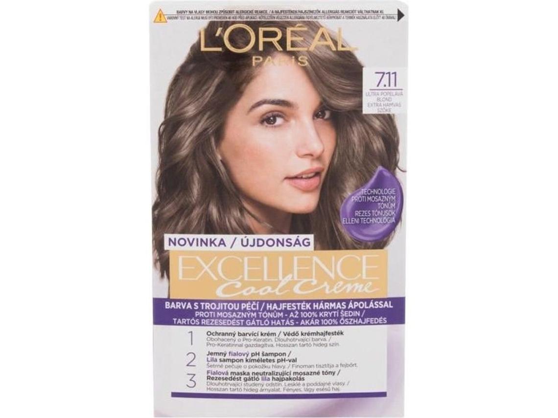 48ml Loréal Paris Excellence Cool Creme, 7.11 Ultra Ash Blond, Cor De Cabelo