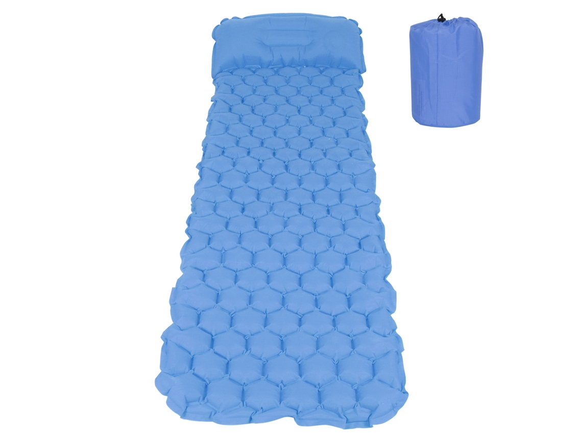 Colchão de ar inflável para camping 198x68x6cm com bomba de pé | S/MARCA